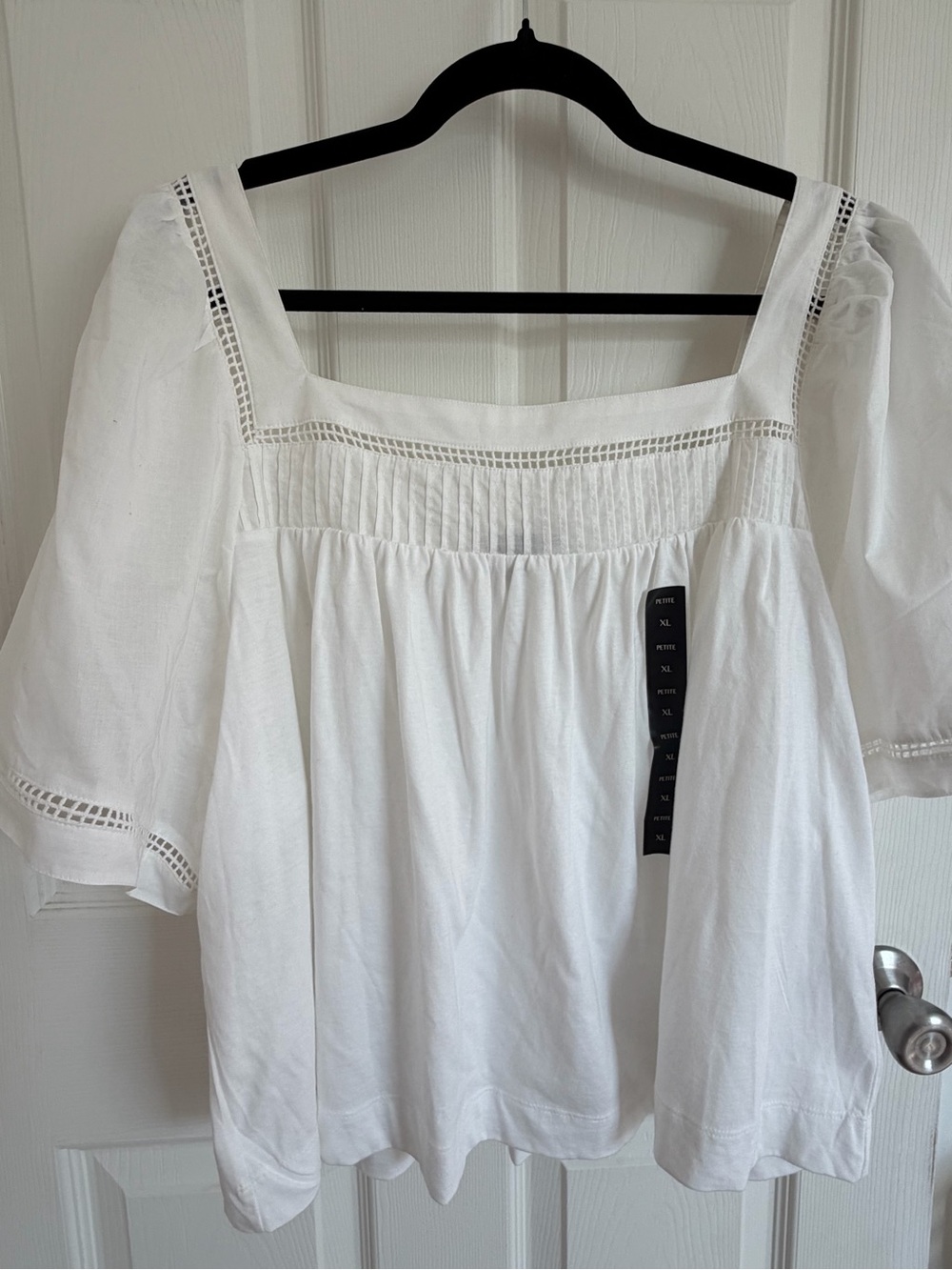 Banana Republic White Square-Neck Peasant Blouse